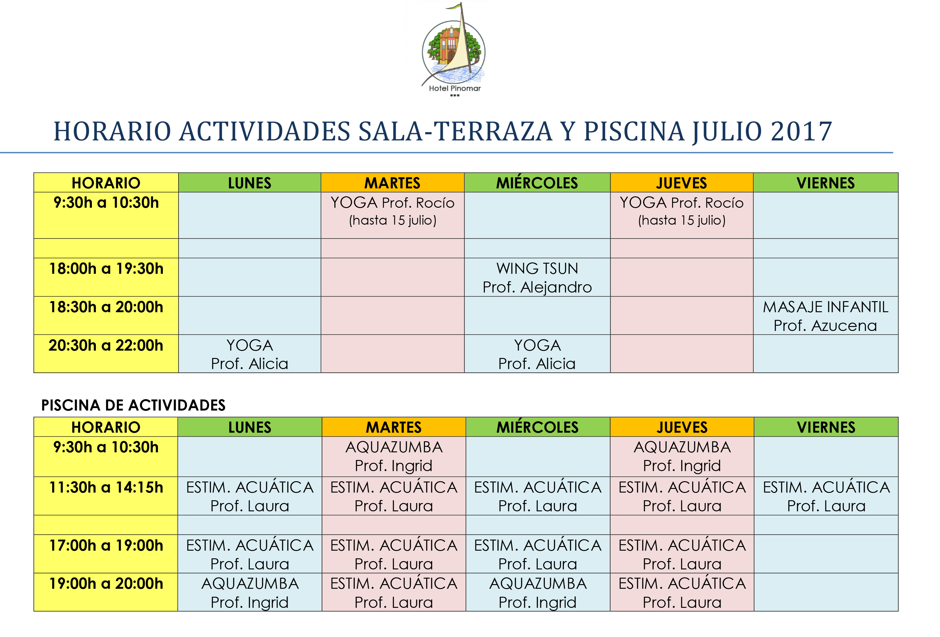 HORARIO ACTIVIDADES DIRIGIDAS JULIO 2017-1